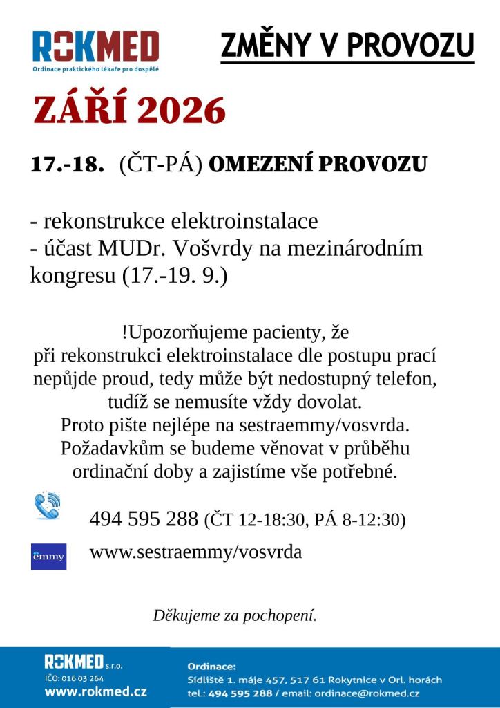změny v provozu 9/2026